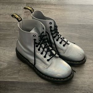 Holographic iridescent doc marten’s 1460 boots
